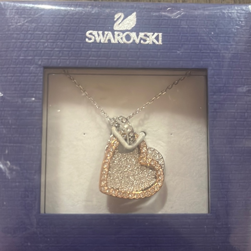 Swarovski crystal necklace rose gold and silver